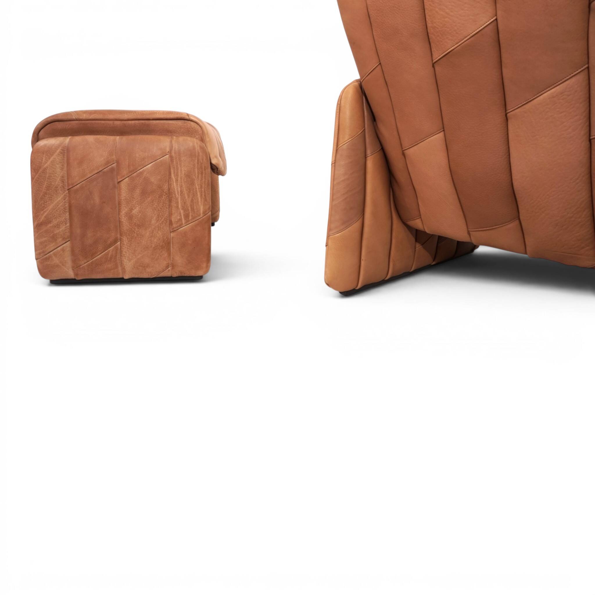 De Sede Ds 50 Buffalo Leather Patchwork Lounge Chair with Ottoman, 1970