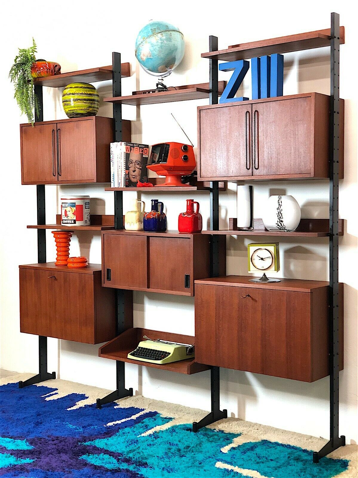 Modular storage cabinet and bookcase. Italy, 60s