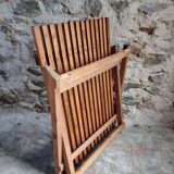 Vintage folding garden table in pine, mid-20th century.