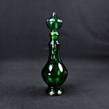 Vintage 70s green Empoli glass genie carafe bottle