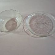 ensemble plat et saladier en verre vintage arcopal fleurs