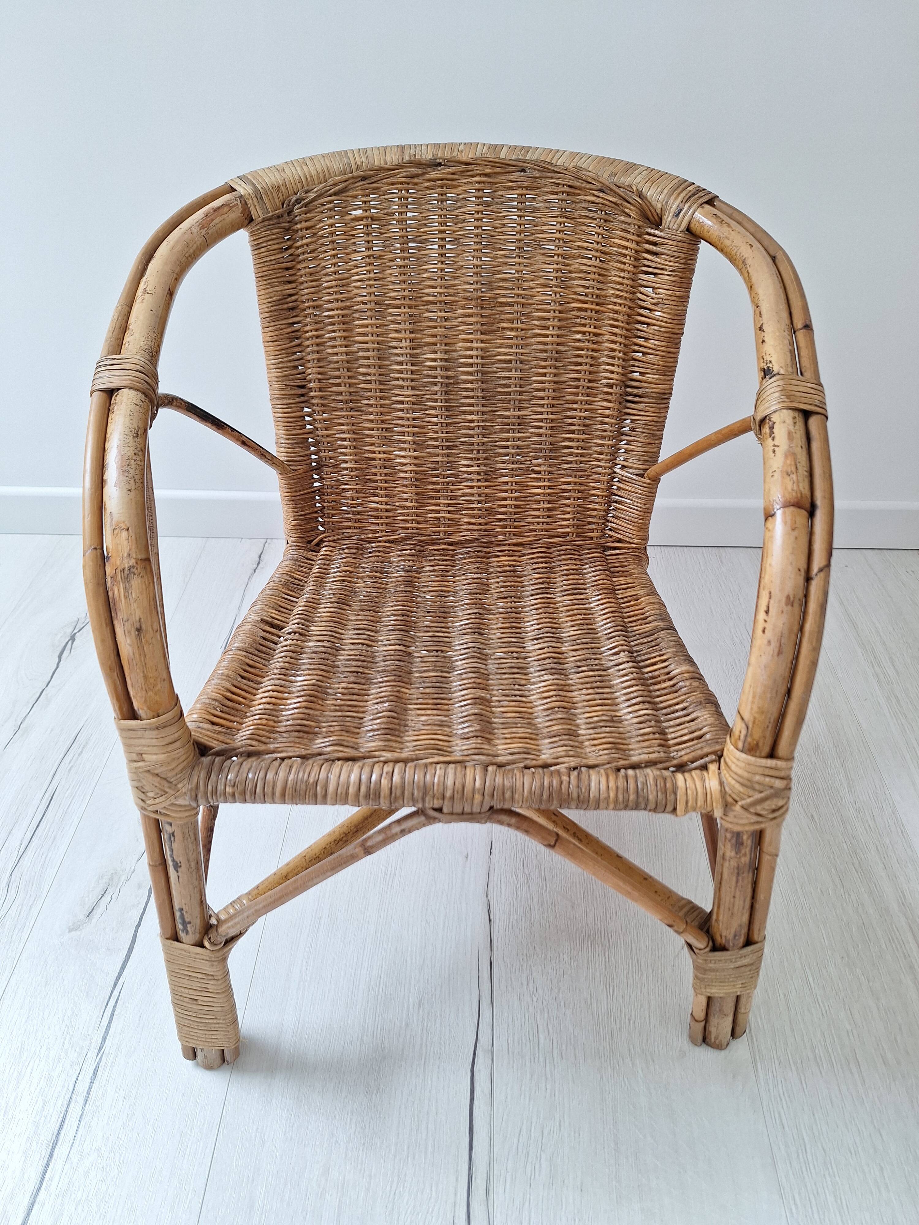 Vintage children's rattan chair