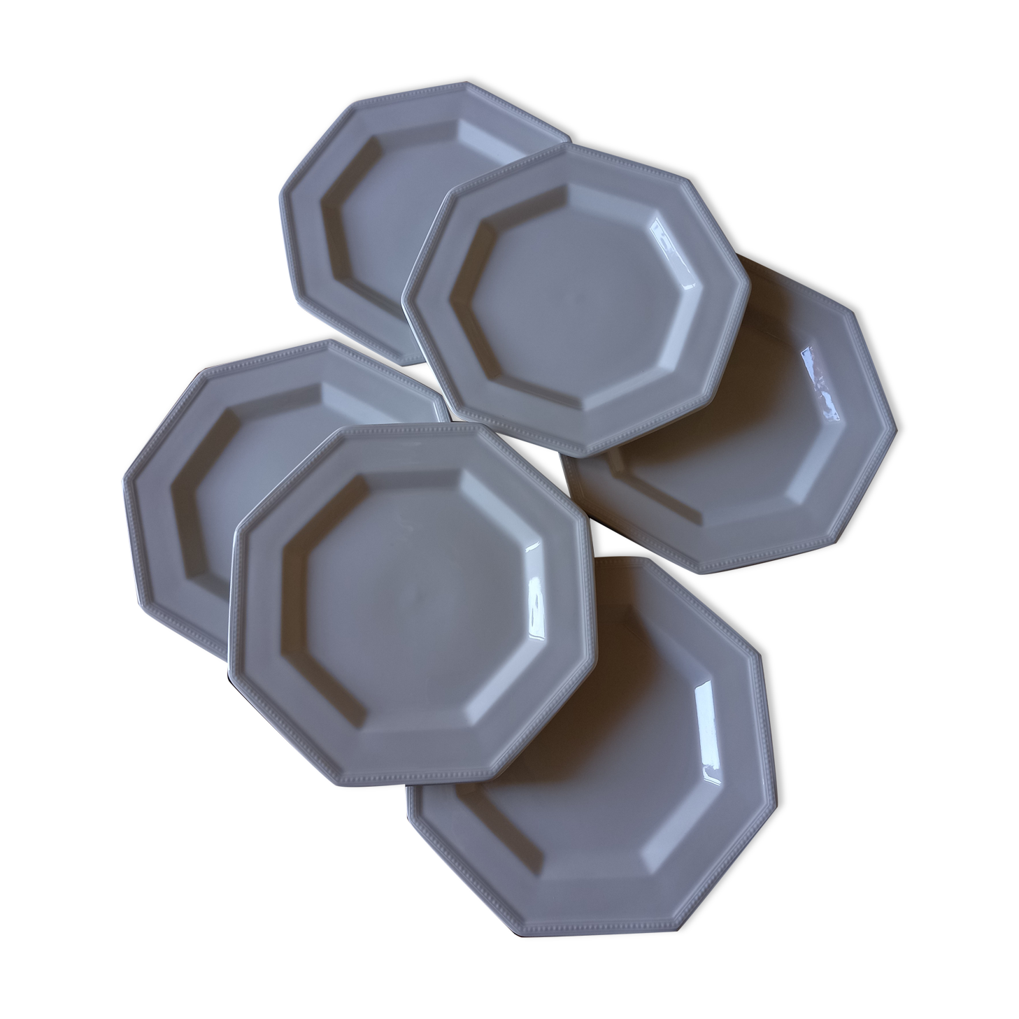 6 white octagonal dessert plates Johnson Brothers Heritage (ø 19.5 cm)