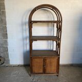 Vintage rattan bookcase 70s