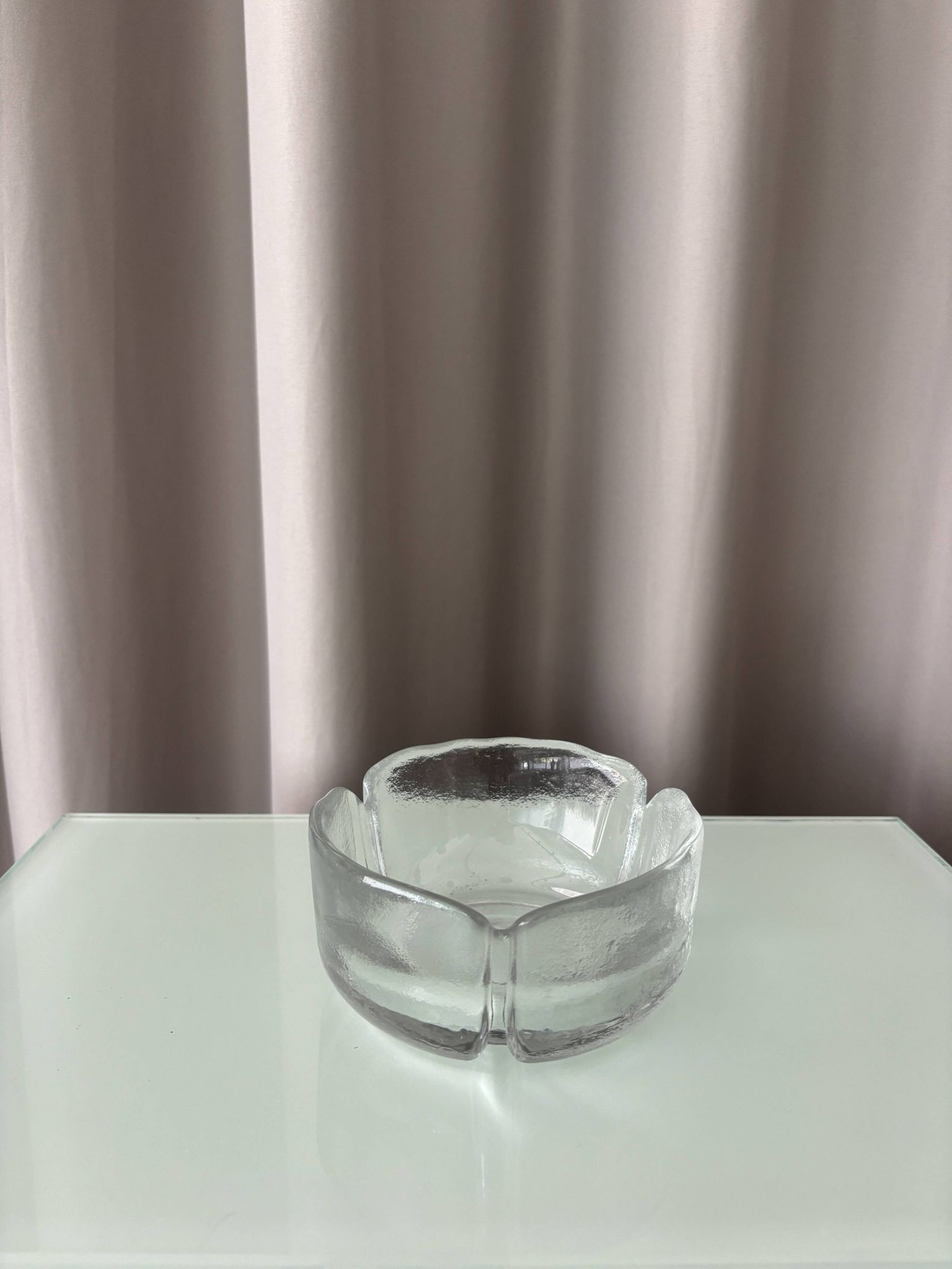 Vintage Scandinavian Textured Glass Ashtray | Organic Design | 1970s