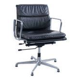 SOFT PAD CHAIR EA 217 EAMES BLACK LEATHER HERMAN MILLER PUBLISHED BY ICF 1970s