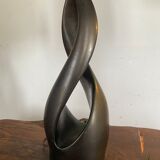 Lampe forme libre céramique noire années 50 abat jour corde dlg marcel giraud