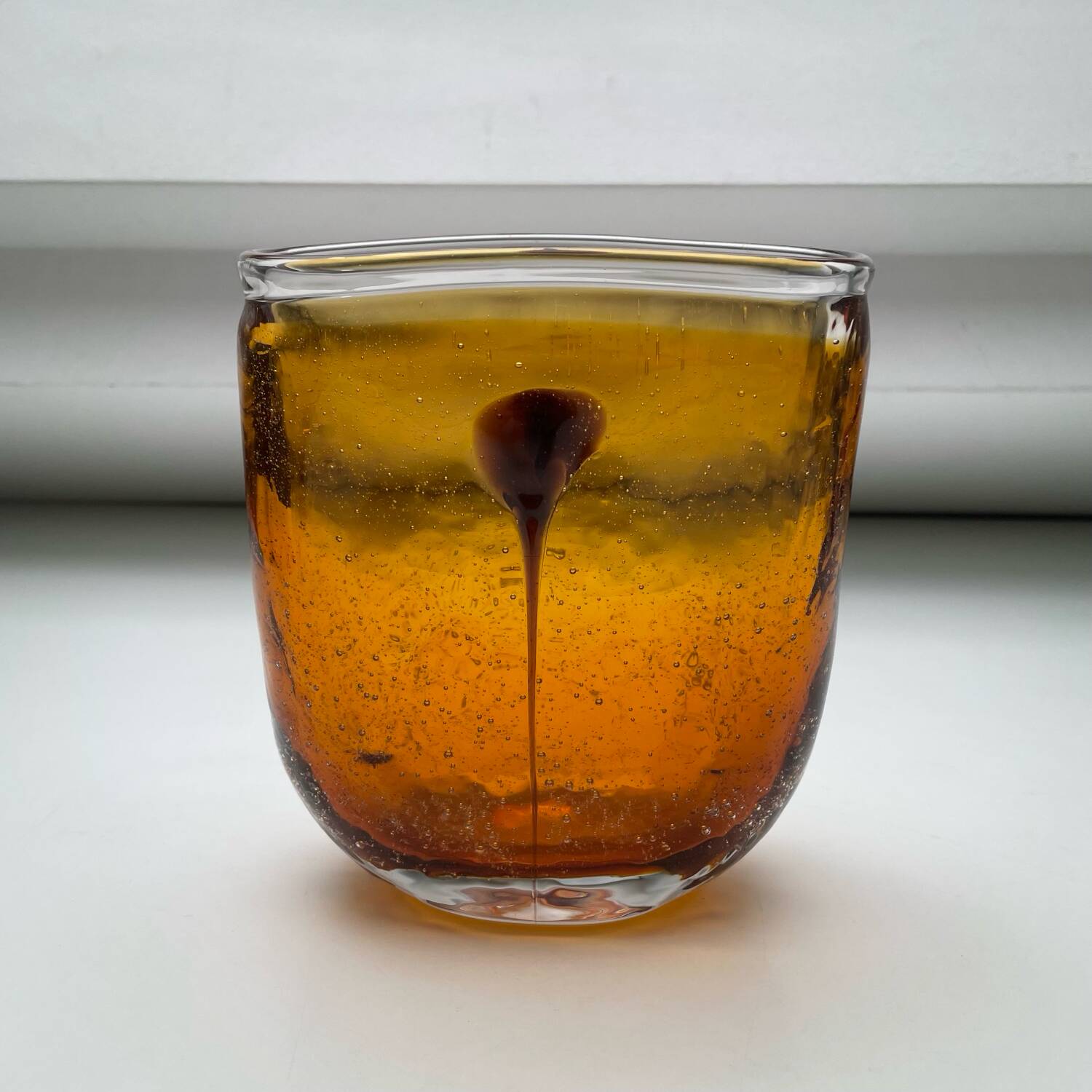 Amber blown glass vase