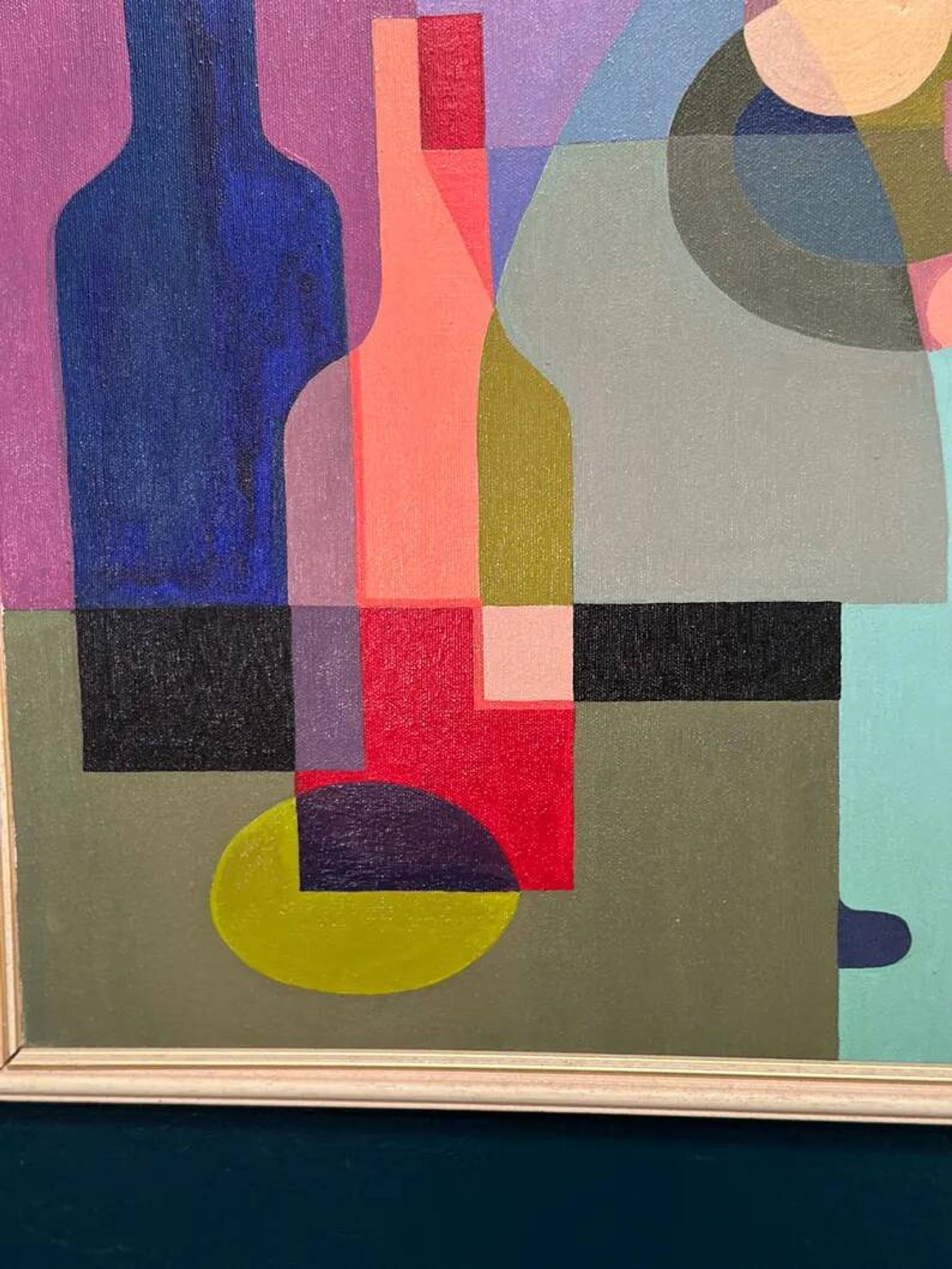 Original Swedish Oil on Canvas – "Abstract Still Life" by BMK (1993) – Signed – Vintage and Framed – 60 × 51 cm