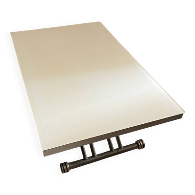 Table ozzio italia box t110 – relevable et extensible – verre blanc –