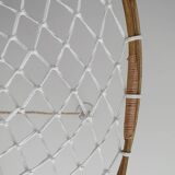 Curved rattan and rope pendant light