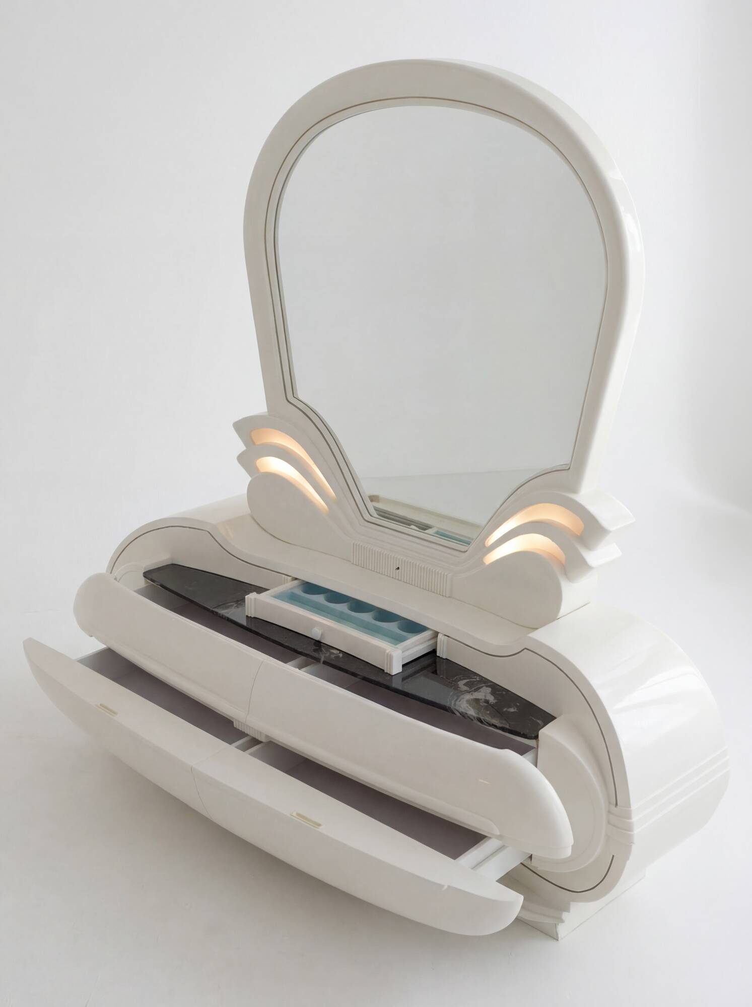 Vintage illuminated vanity table from Fonte del Mobile, 1970s