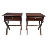 Pair of bedside tables with X-shaped base