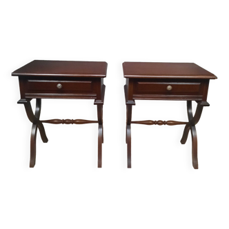 Pair of bedside tables with X-shaped base