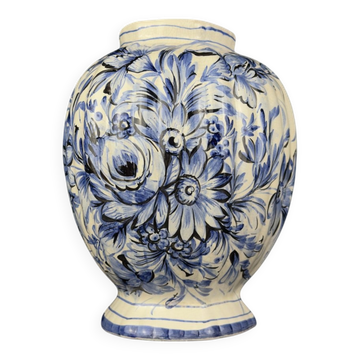 Vintage blue ceramic vase from Bassano, Italy, 1970s.