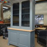 Bookcase sideboard with 2 bodies in gray patinated fir