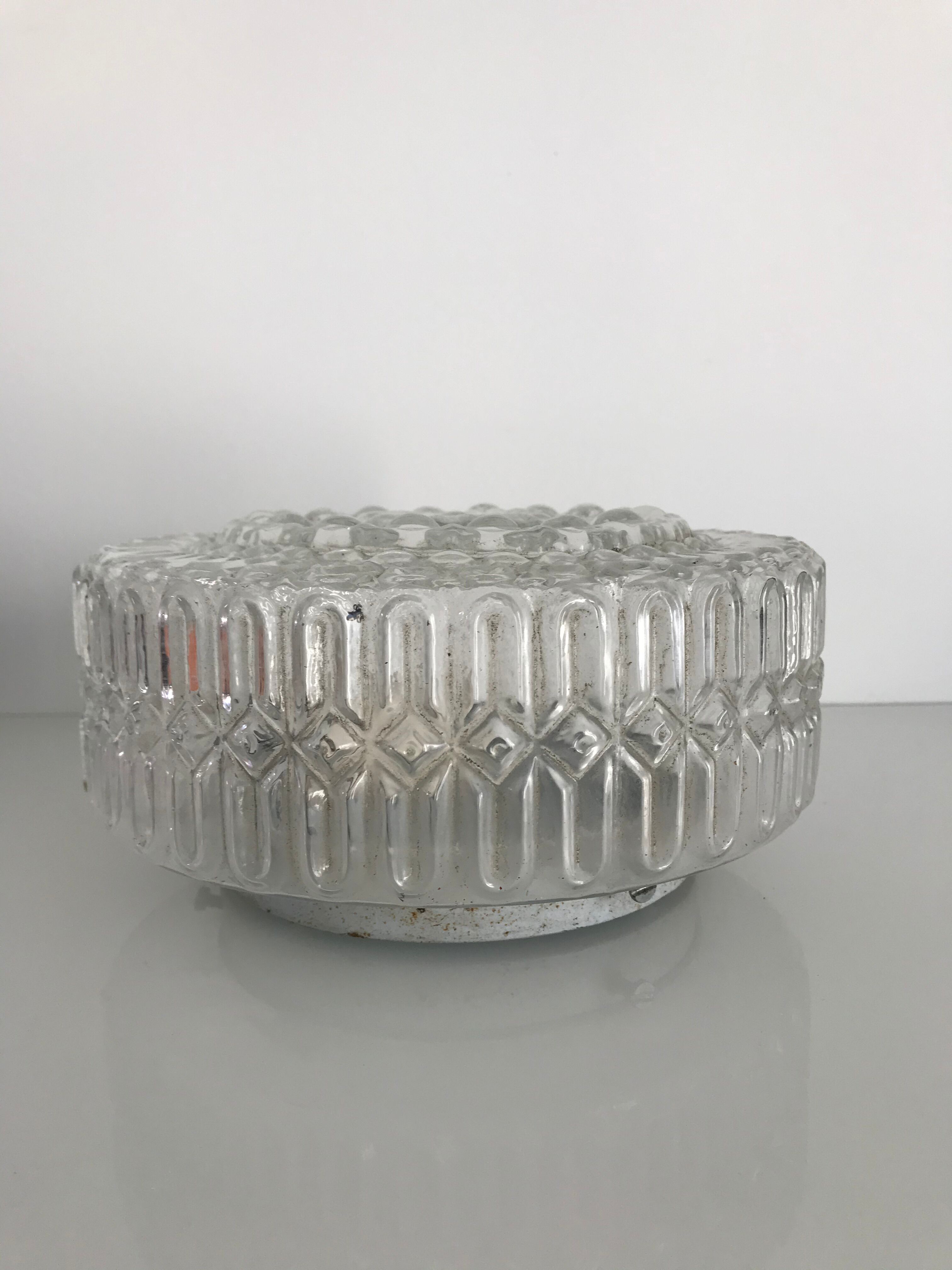 Round cast glass ceiling light