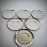 Set de 6 tasses avec soucoupes en inox, Guido Bergna, Italie, 1970s