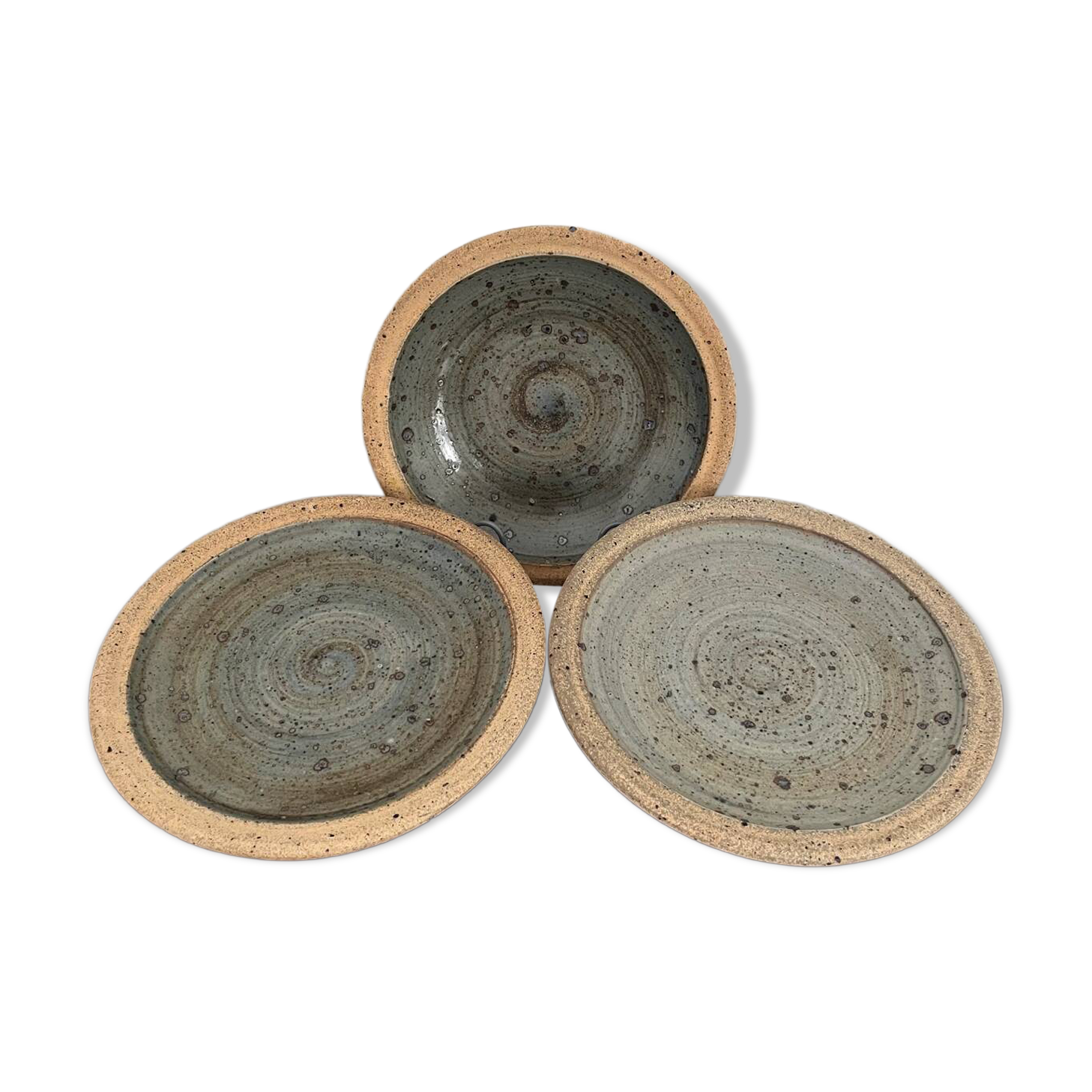 Set of stoneware plates signed by Pierre Digan – La Borne