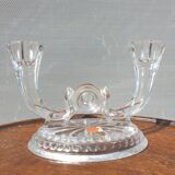Pair candle holders vintage crystal Buder double torches