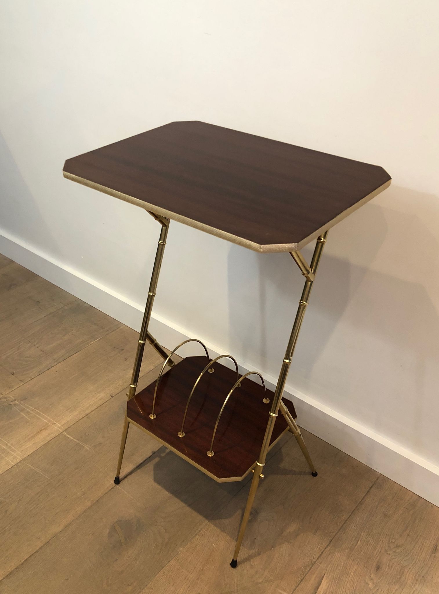 Mahogany and gold metal harness faux-bamboo way. french work. around 1970
