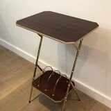 Sellette en acajou et métal doré façon faux-bambou. travail français. vers 1970