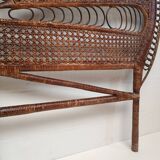 Vintage peacock rattan headboard