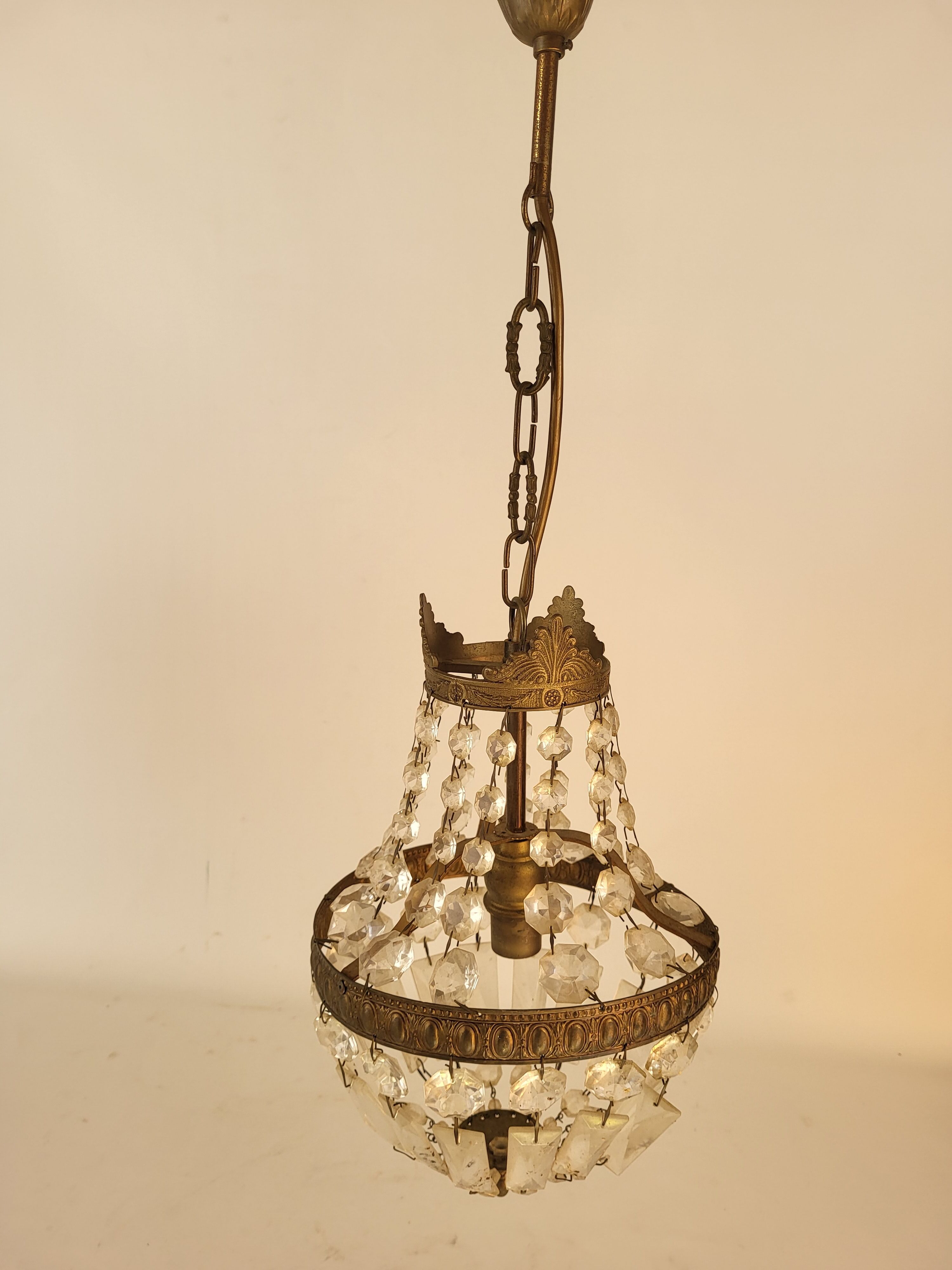 Lustre suspension montgolfiere à pampilles