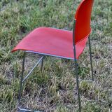 Pair of chairs by David Rowland, US Design, 1976, red metal and chrome
