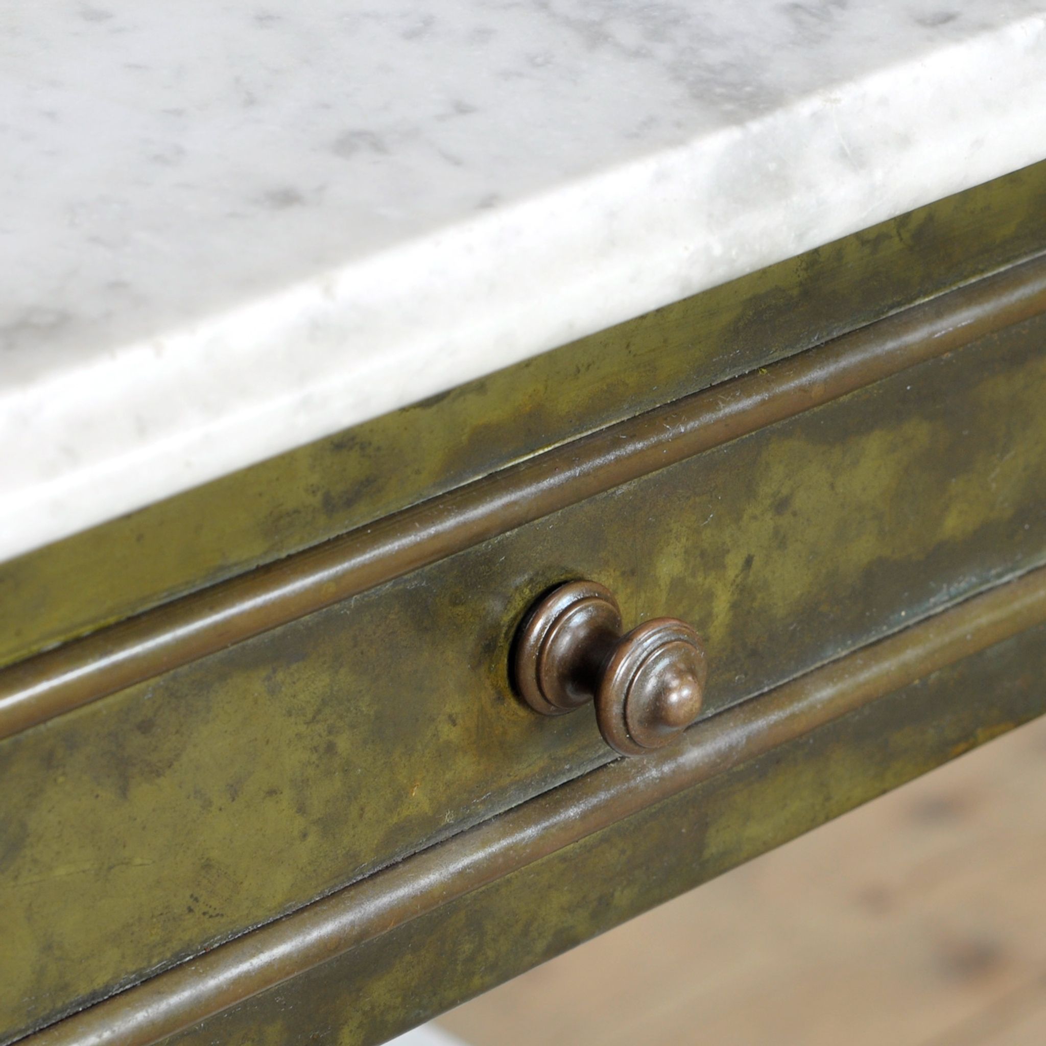 Brass Nightstand With Marble Top, 1910's