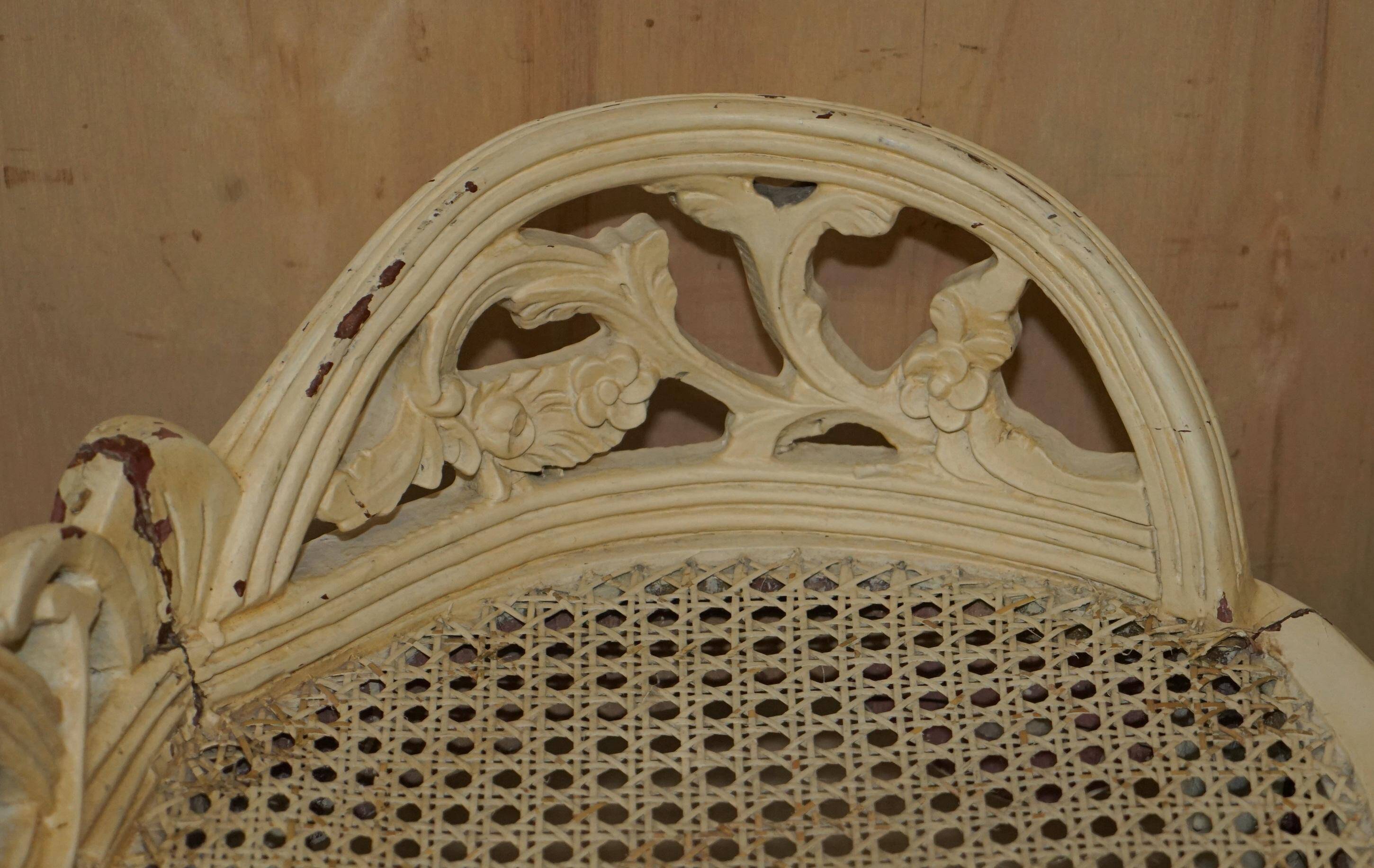 Antique French bergère window bench shabby chic