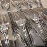 12 silver-plated metal table forks, Ercuis silversmith, Louis XV 29