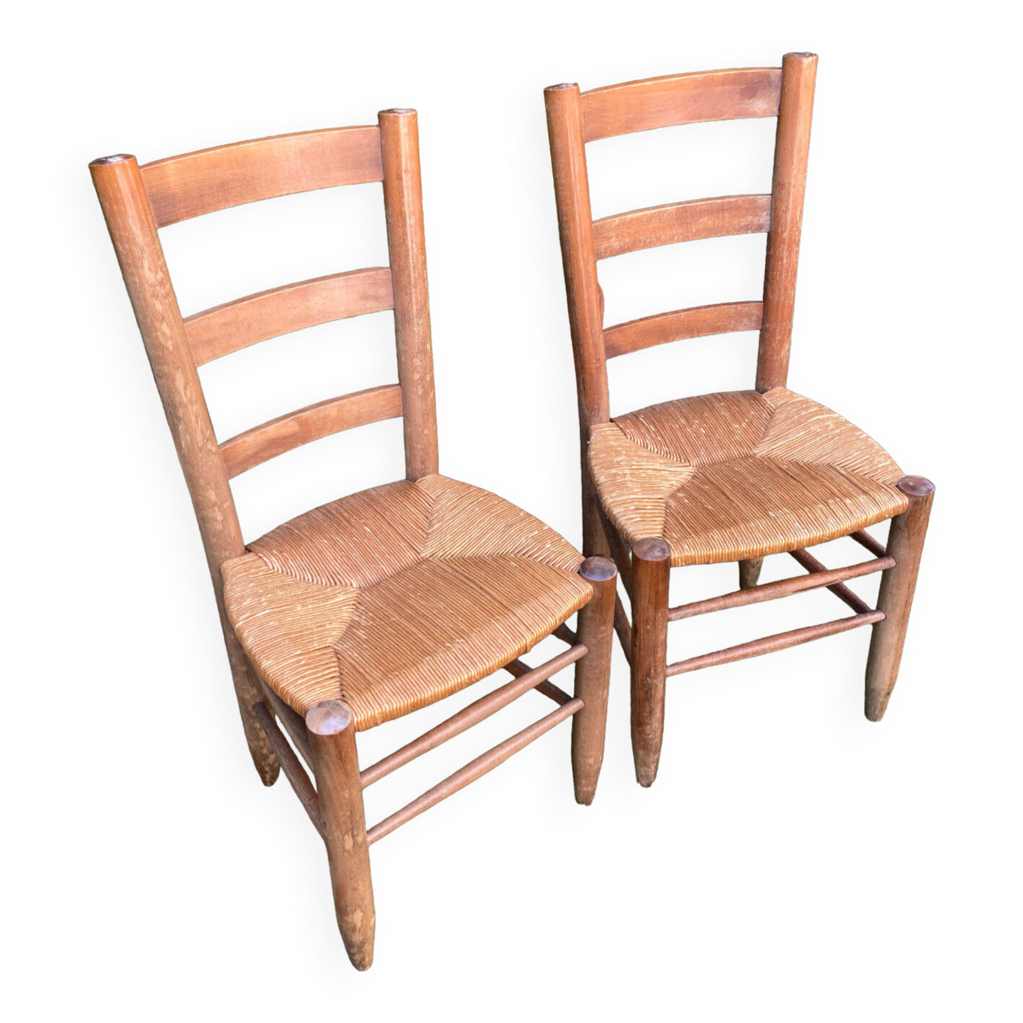 Pair of straw chairs