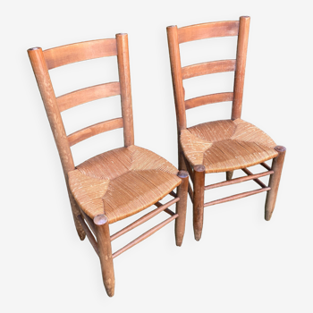 Pair of straw chairs