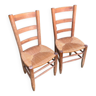 Pair of straw chairs