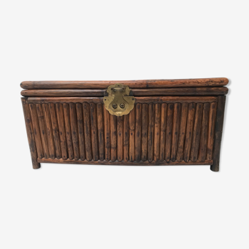 Rattan, bamboo and brass chest 60-70s