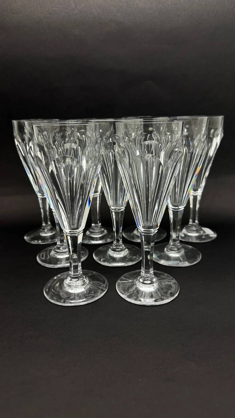 Baccarat, set of 9 champagne flutes model Duchesse de Dino