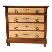 Grande commode ancienne avec dessus en marbre blanc
