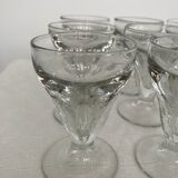 Set of 9 old glasses thick conical bottom