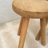 Pair of tripod stools raw wood