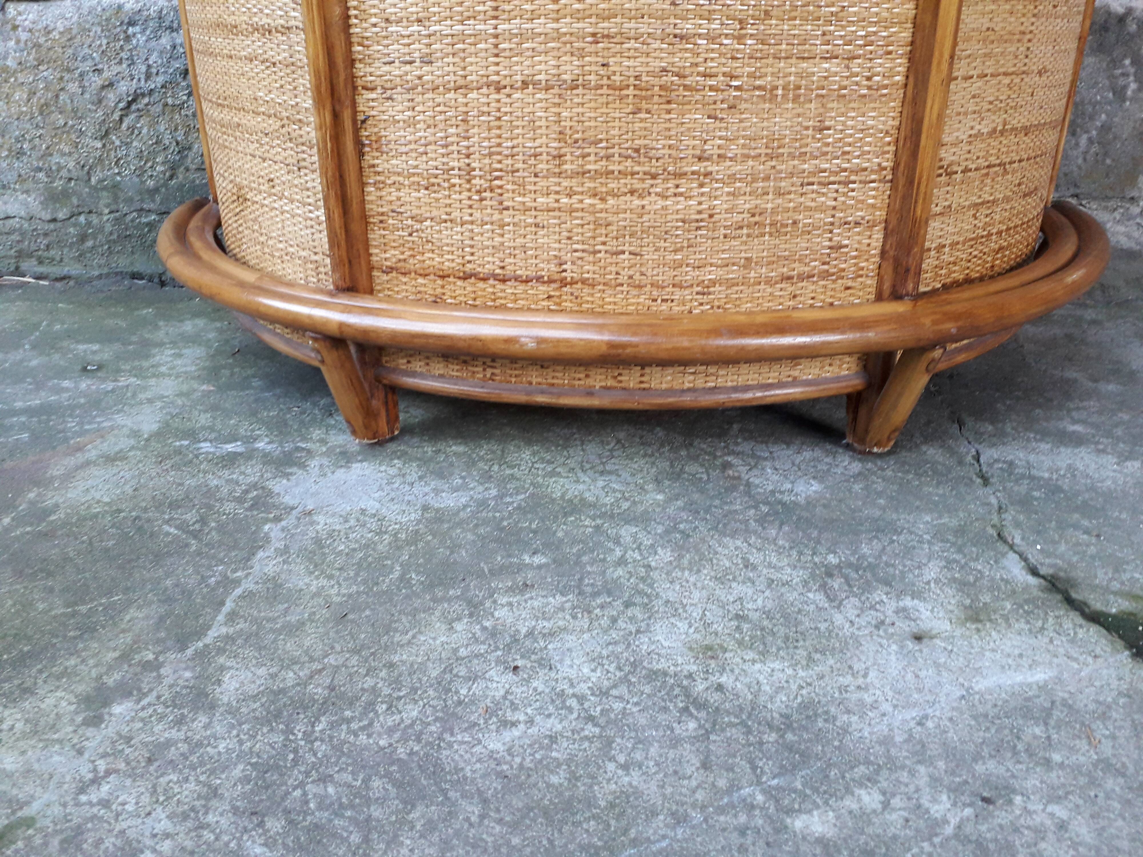 Bar en rotin vintage & ses tabourets