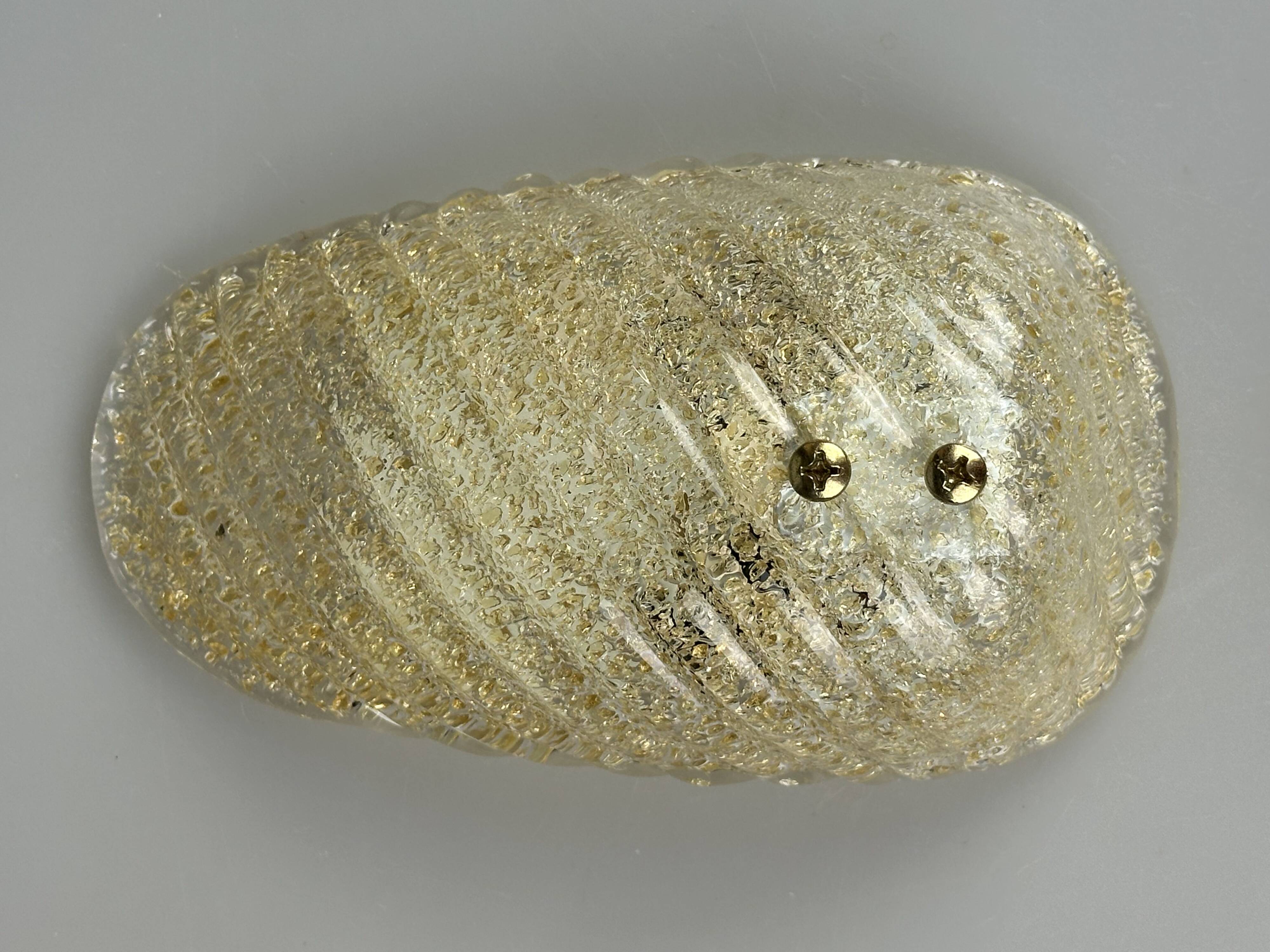 1960s/70s Lamp/Wall Light, Glass, Brass, Leaf, Space Age Design