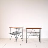 Paire de tables d'appoint en bois et métal