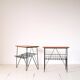 Pair of wooden and metal side tables