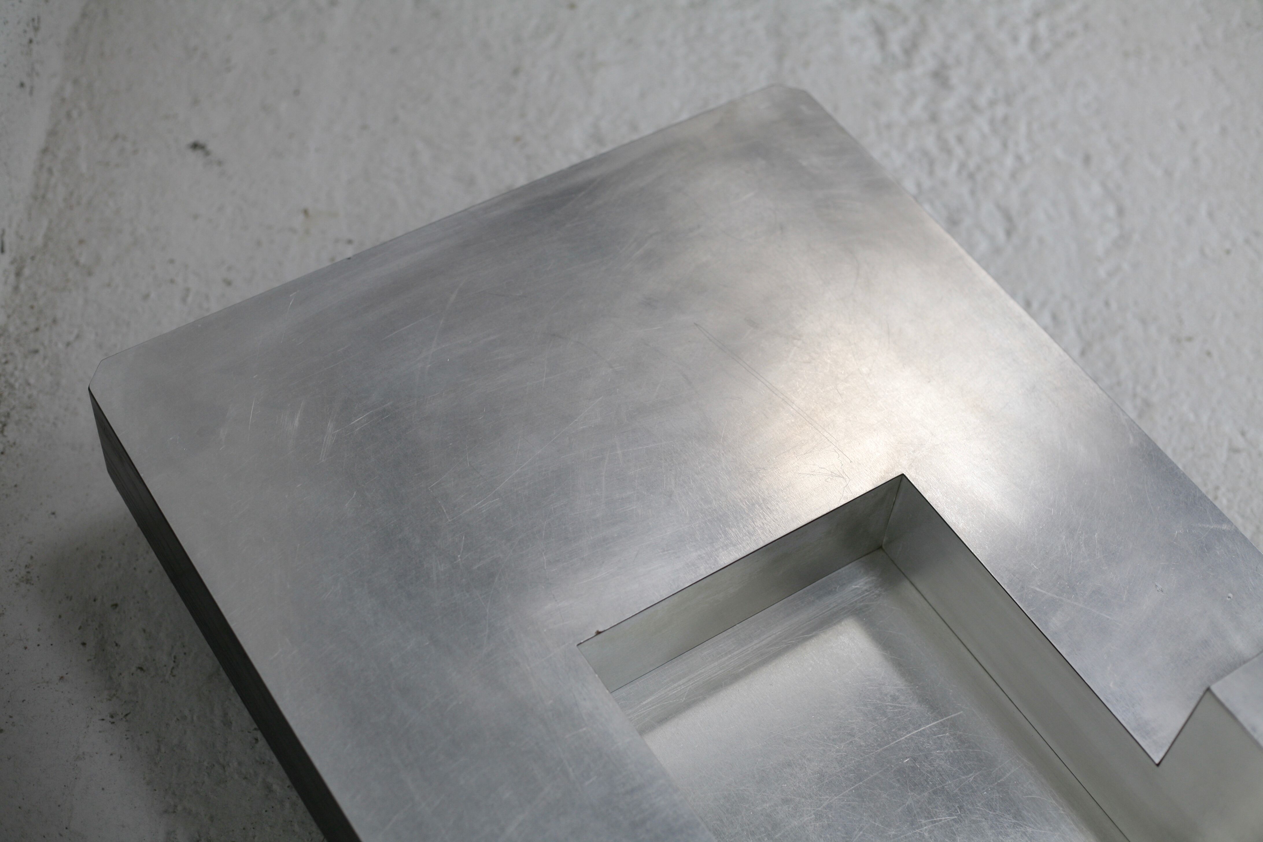 Coffee table "Space Age", wood, aluminum veneer, France, circa 1970