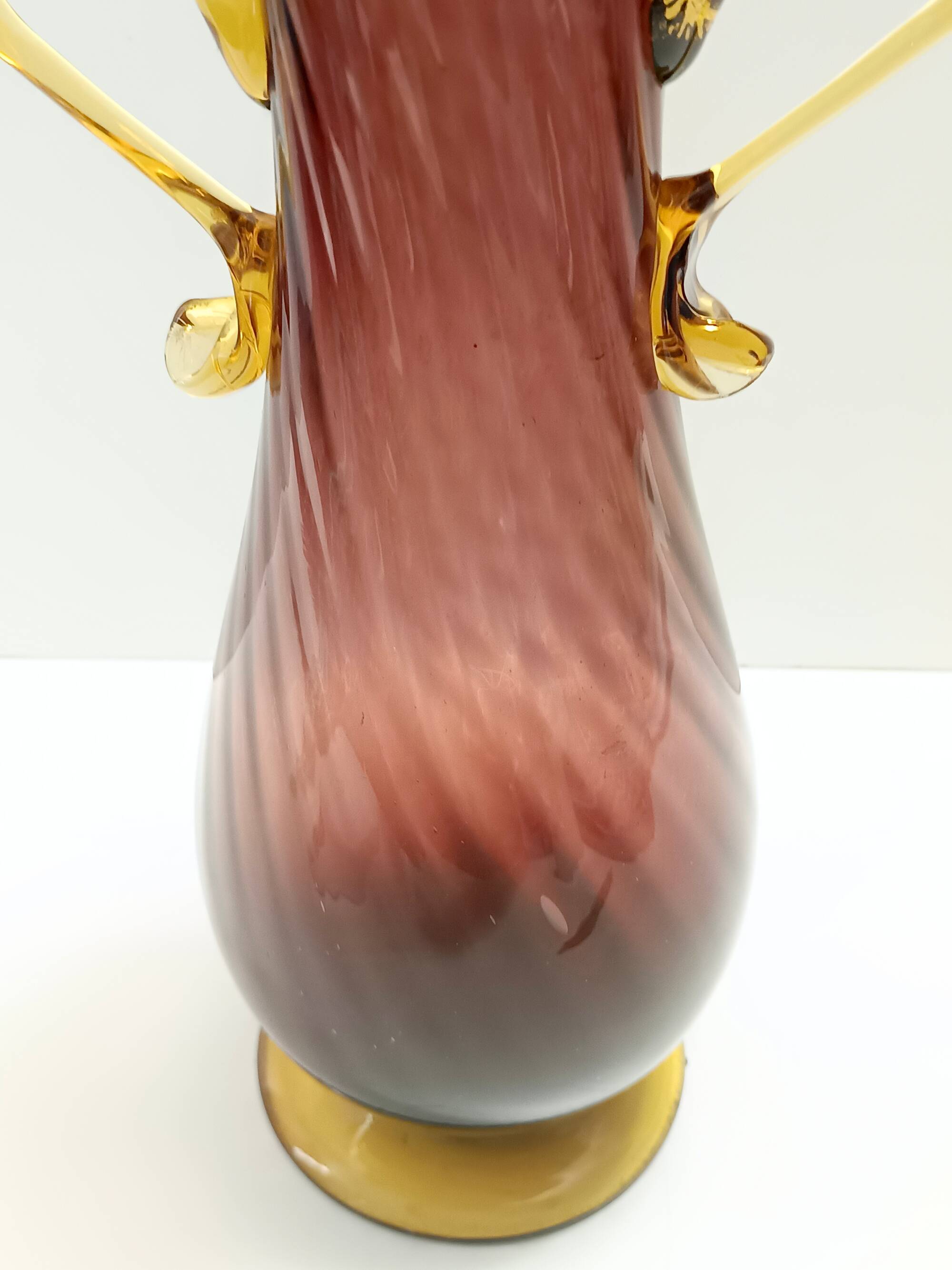 Brown and Yellow Murano Glass Amphora Vase by Fratelli Toso, Italy