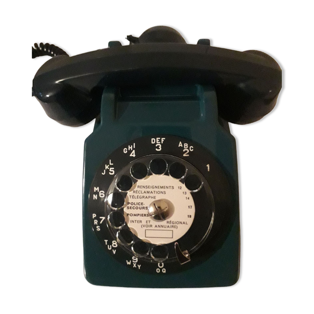 Ancien Téléphone SOCOTEL S63 à Cadran - Vintage Bleu - Fonctionnel