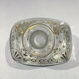 Bouteille en verre décoré de motifs doré