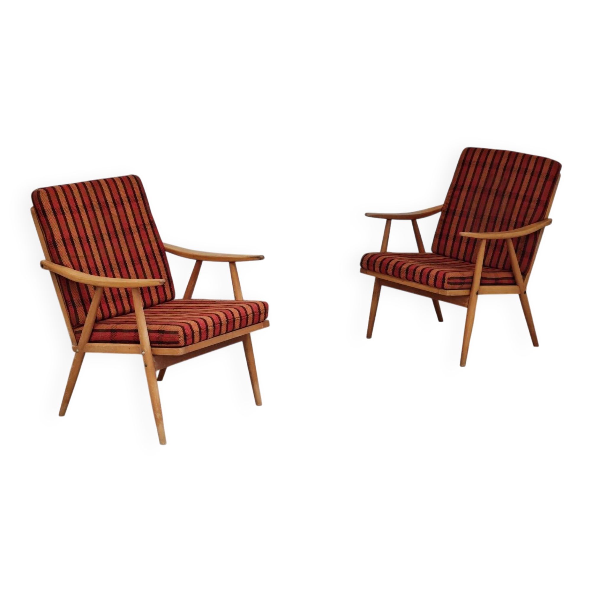 Pair of armchairs (TON) Thonet by Antonin Suman, orange pattern
