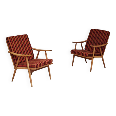 Paire de fauteuils ( TON)  Thonet par Antonin Suman , motif orange